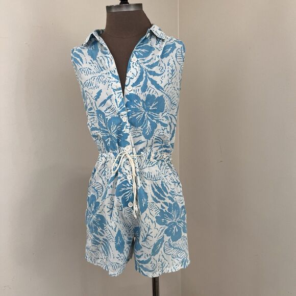 Vintage 80s Floral Justin Allen Medium Romper Shorts Playsuit - Picture 2 of 7